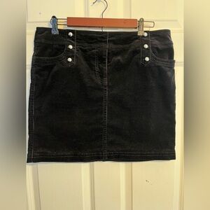 White House Black Market Black Corduroy Skirt Size 10.